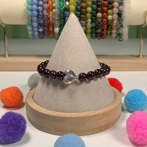 Artisan Garnet Beaded Stretch Bracelet